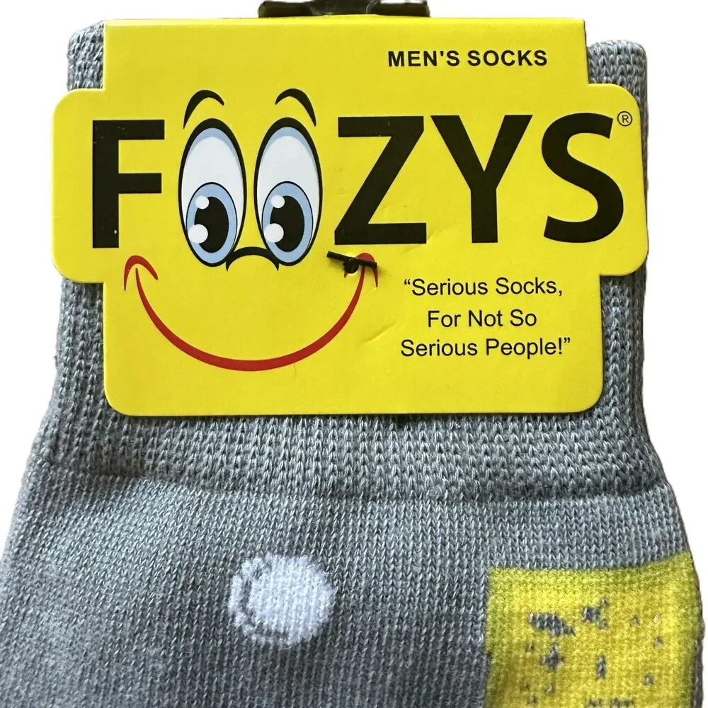 Foozys Gray Pin Ball Retro Novelty Printed Crew Mens Socks One Size New